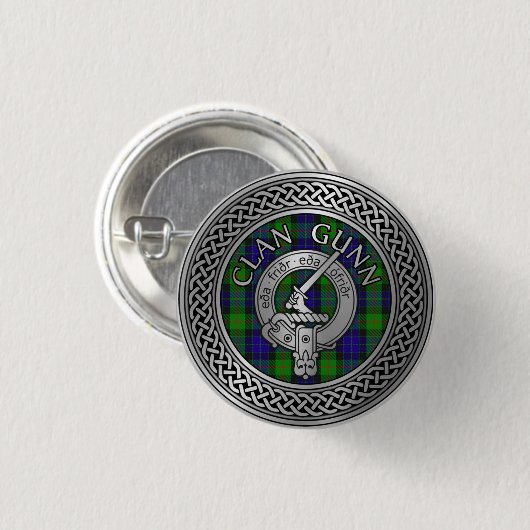 Clan Gunn Crest & Tartan Knot Button (Voorkant /achterkant)