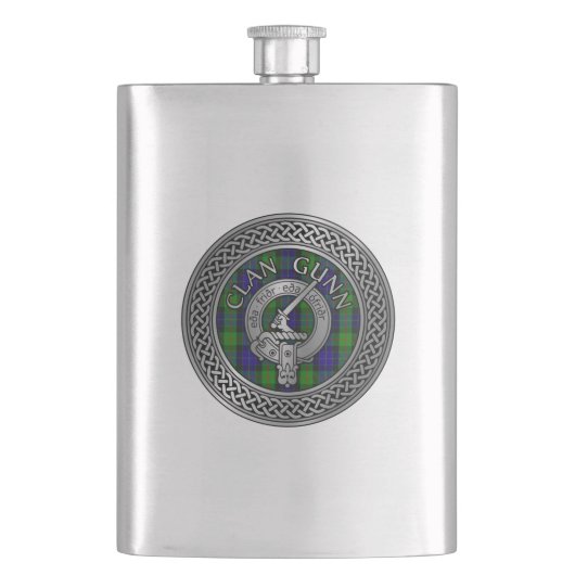 Clan Gunn Crest & Tartan Knot Flask Flacon (Voorkant)