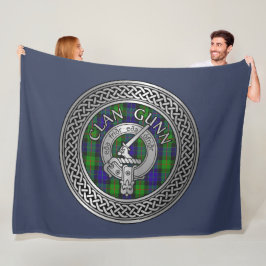 Clan Gunn Crest & Tartan Knot Fleece Blanket
