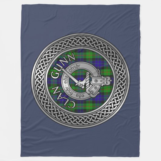 Clan Gunn Crest & Tartan Knot Fleece Blanket (Voorkant)