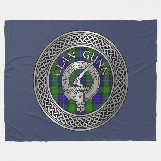 Clan Gunn Crest & Tartan Knot Fleece Blanket (Voorkant (Horizontaal))