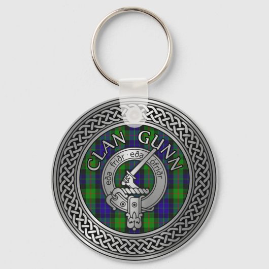 Clan Gunn Crest & Tartan Knot Sleutelhanger (Voorkant)