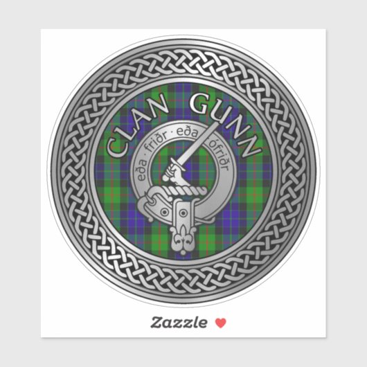 Clan Gunn Crest & Tartan Knot Sticker (Vel)