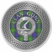 Clan Gunn Crest & Tartan Knot Sticker (Voorkant)