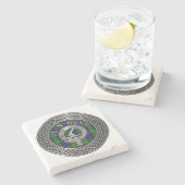 Clan Gunn Crest & Tartan Knot Stone Onderzetter (Zijkant)
