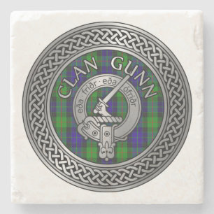 Clan Gunn Crest & Tartan Knot Stone Onderzetter