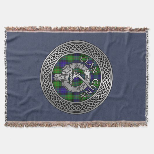 Clan Gunn Crest & Tartan Knot Throw Blanket Deken (Voorkant)