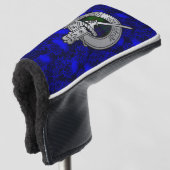 Clan Gunn Crest & Tartan op Thistle Golfheadcover (3/4 voorkant)