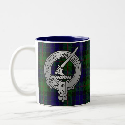 Clan Gunn Crest & Tartan - Oude Norse Tweekleurige Koffiemok (Links)