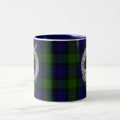 Clan Gunn Crest & Tartan - Oude Norse Tweekleurige Koffiemok (Center)