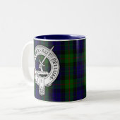 Clan Gunn Crest & Tartan Tweekleurige Koffiemok (Voorkant links)