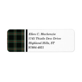 Clan Gunn Donker Groen en Zwart Schots Tartan Etiket