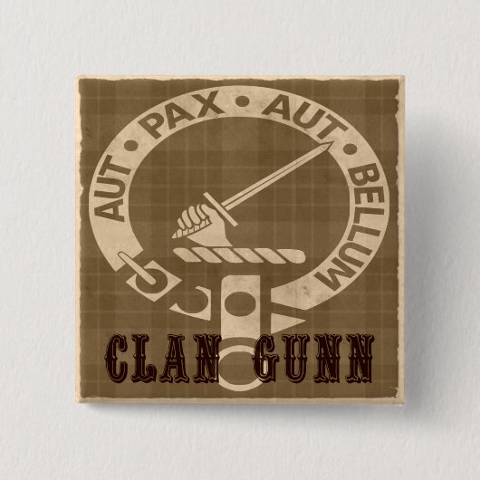 Clan Gunn Sepia Vierkante Button 5,1 Cm (Voorkant)