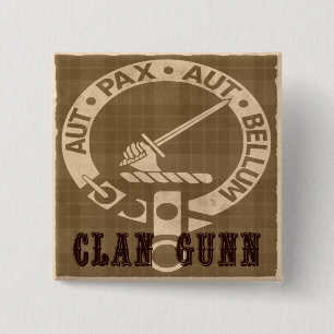 Clan Gunn Sepia Vierkante Button 5,1 Cm