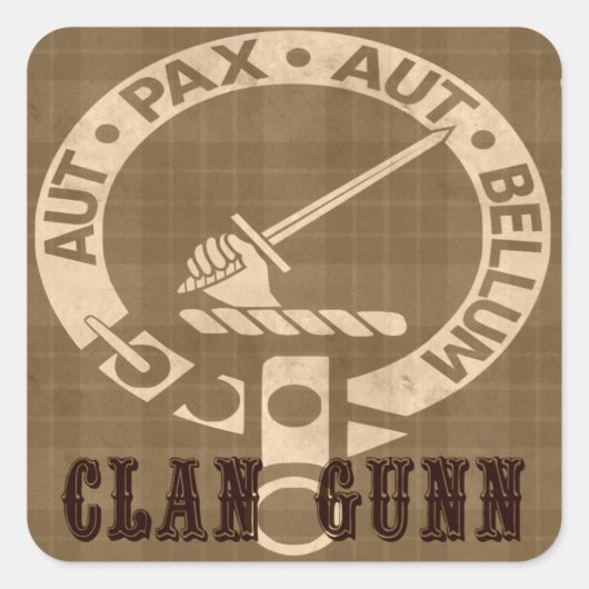 Clan Gunn Sepia Vierkante Sticker (Voorkant)