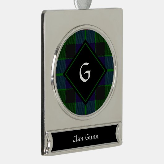 Clan Gunn Tartan Banner Ornament Verzilverd Banner Ornament (Rechts)