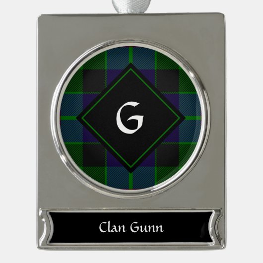 Clan Gunn Tartan Banner Ornament Verzilverd Banner Ornament (Voorkant)