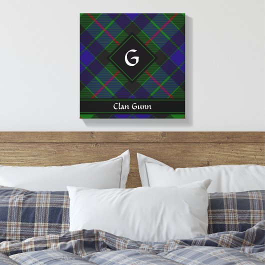 Clan Gunn Tartan Canvas Print (Insitu (Slaapkamer))