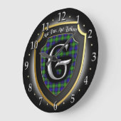 Clan Gunn Tartan Clock Grote Klok (Hoek)