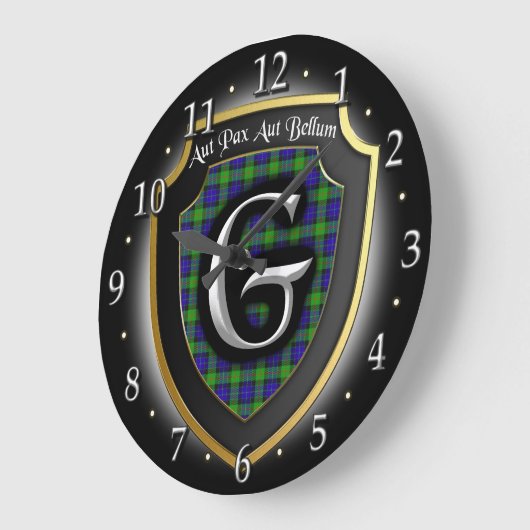 Clan Gunn Tartan Clock Grote Klok (Hoek)