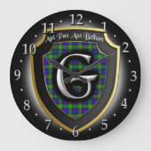 Clan Gunn Tartan Clock Grote Klok (Voorkant)