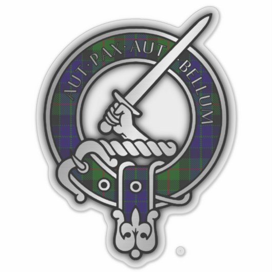 Clan Gunn Tartan Crest (Latijn) Sticker (Voorkant)