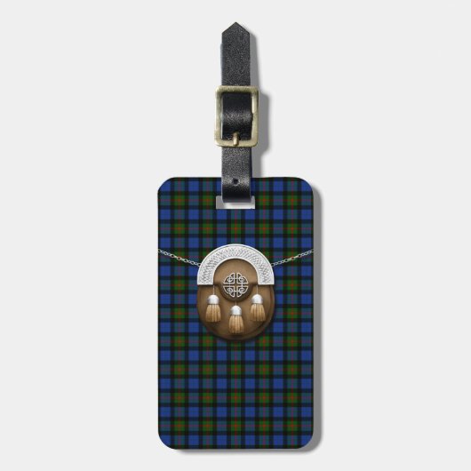 Clan Gunn Tartan en Sporran Bagagelabel (Voorkant verticaal)