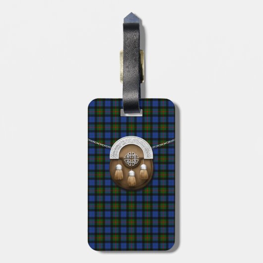 Clan Gunn Tartan en Sporran Bagagelabel (Achterkant verticaal)