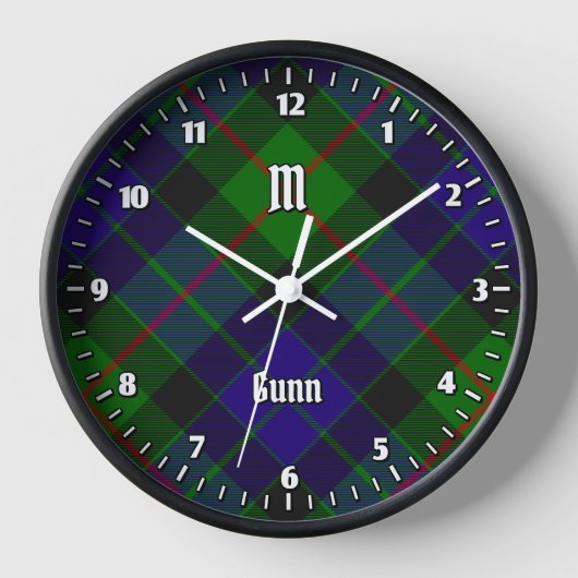 Clan Gunn Tartan Grote klok (Voorkant)
