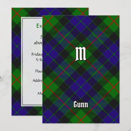 Clan Gunn Tartan Kaart (Voorkant / Achterkant)