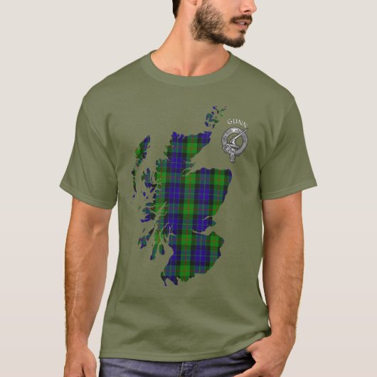 Clan Gunn Tartan Map & (Old Norse) Crest T-shirt (Voorkant)