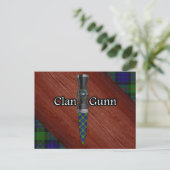 Clan Gunn Tartan Sgian Dubh Blade Briefkaart (Staand voorkant)