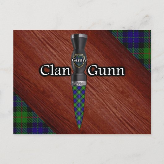 Clan Gunn Tartan Sgian Dubh Blade Briefkaart (Voorkant)