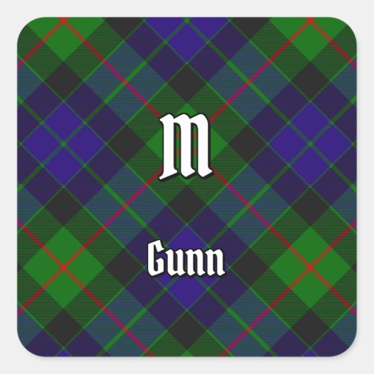 Clan Gunn Tartan Square Sticker (Voorkant)
