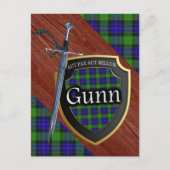 Clan Gunn Tartan Sword & Shield Briefkaart (Voorkant)