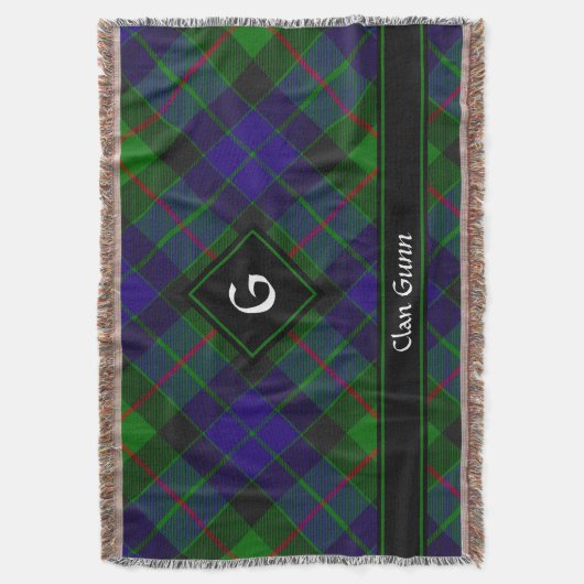 Clan Gunn Tartan Throw Blanket Deken (Voorkant Verticaal)