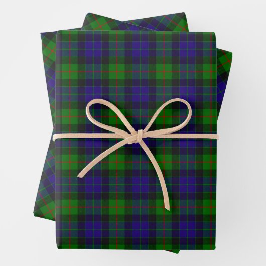 Clan Gunn Tartan Wrapping Paper Sheets (In situ)