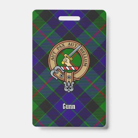 Clan Gunn Wapen over Tartan Badge (Voorzijde)