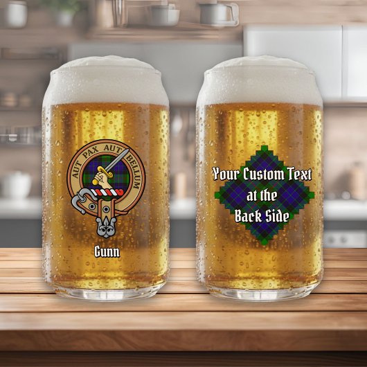 Clan Gunn-wapen over tartan Blikvorm Glas