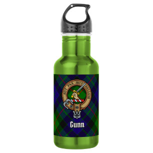 Clan Gunn Wapen over tartan Waterfles