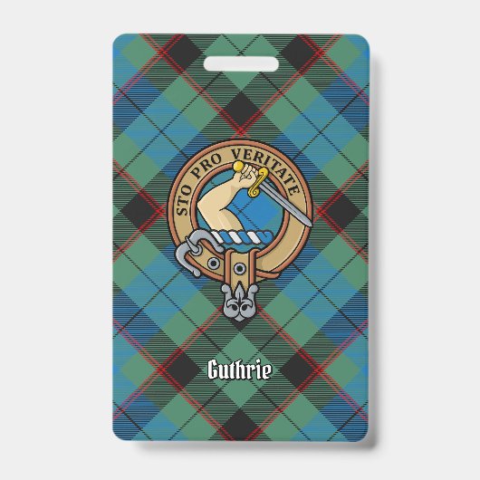 Clan Guthrie Crest over Tartan Badge (Voorzijde)