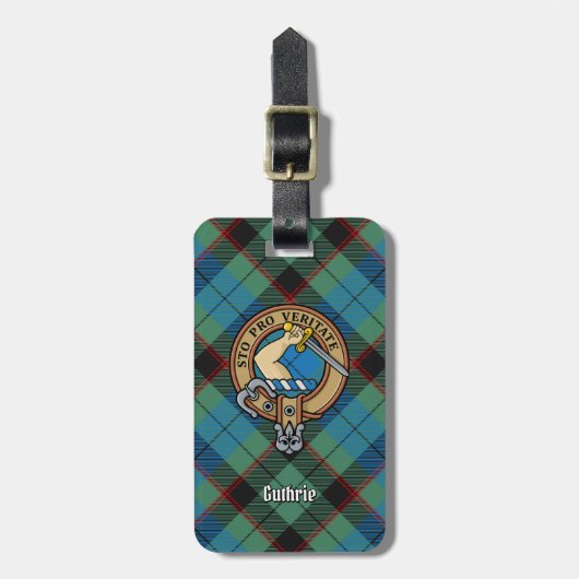 Clan Guthrie Crest over Tartan Bagagelabel (Voorkant verticaal)