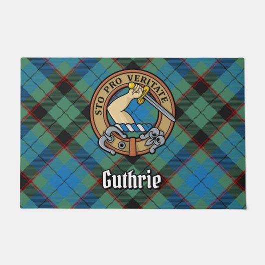 Clan Guthrie Crest over Tartan Deurmat (Voorkant)