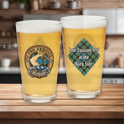 Clan Guthrie Crest over Tartan Glas