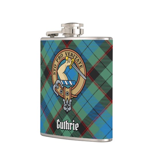 Clan Guthrie Crest over Tartan Heupfles (Links)