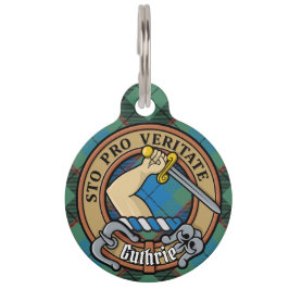 Clan Guthrie Crest over Tartan Huisdierpenning