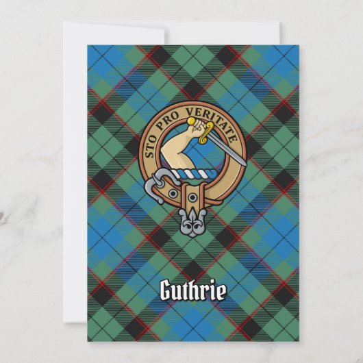 Clan Guthrie Crest over Tartan Kaart (Achterkant)
