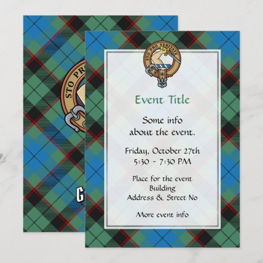 Clan Guthrie Crest over Tartan Kaart (Voorkant / Achterkant)