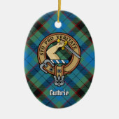 Clan Guthrie Crest over Tartan Keramisch Ornament (Voorkant)
