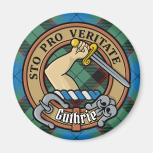 Clan Guthrie Crest over Tartan Magneet
